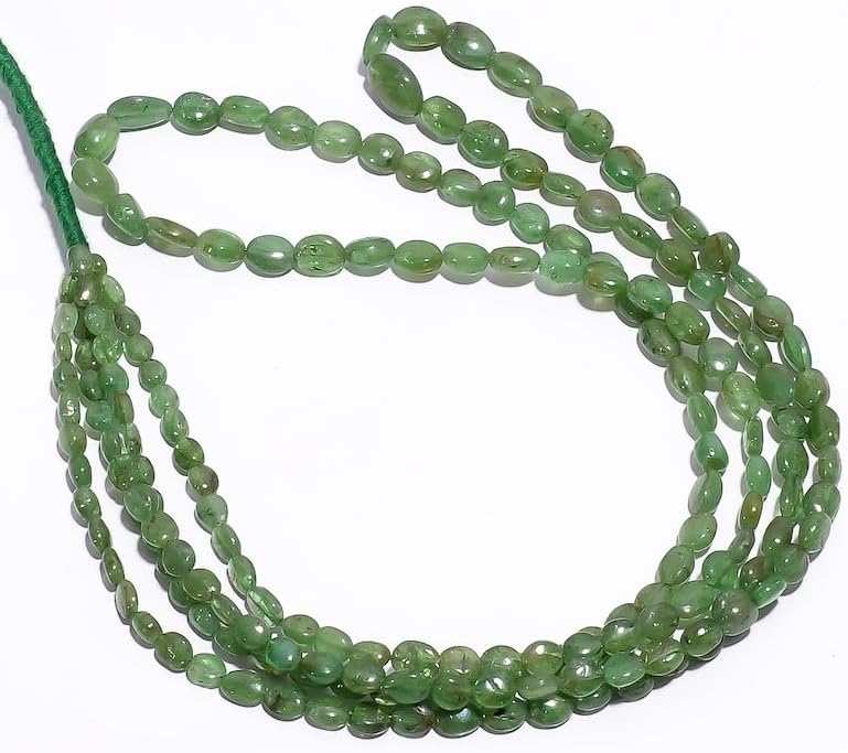 Natural Tsavorite Oval Smooth Beads 4x9 mm 18 inch Long String Jewelry Making Gemstone Beads for Necklace Bracelet