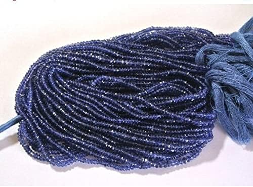 10 Strands 10x14=140 Inches Strand. Genuine AAA Iolite Micro Faceted Rondelle Beads Length 14 Inches Strand. Size 3mm