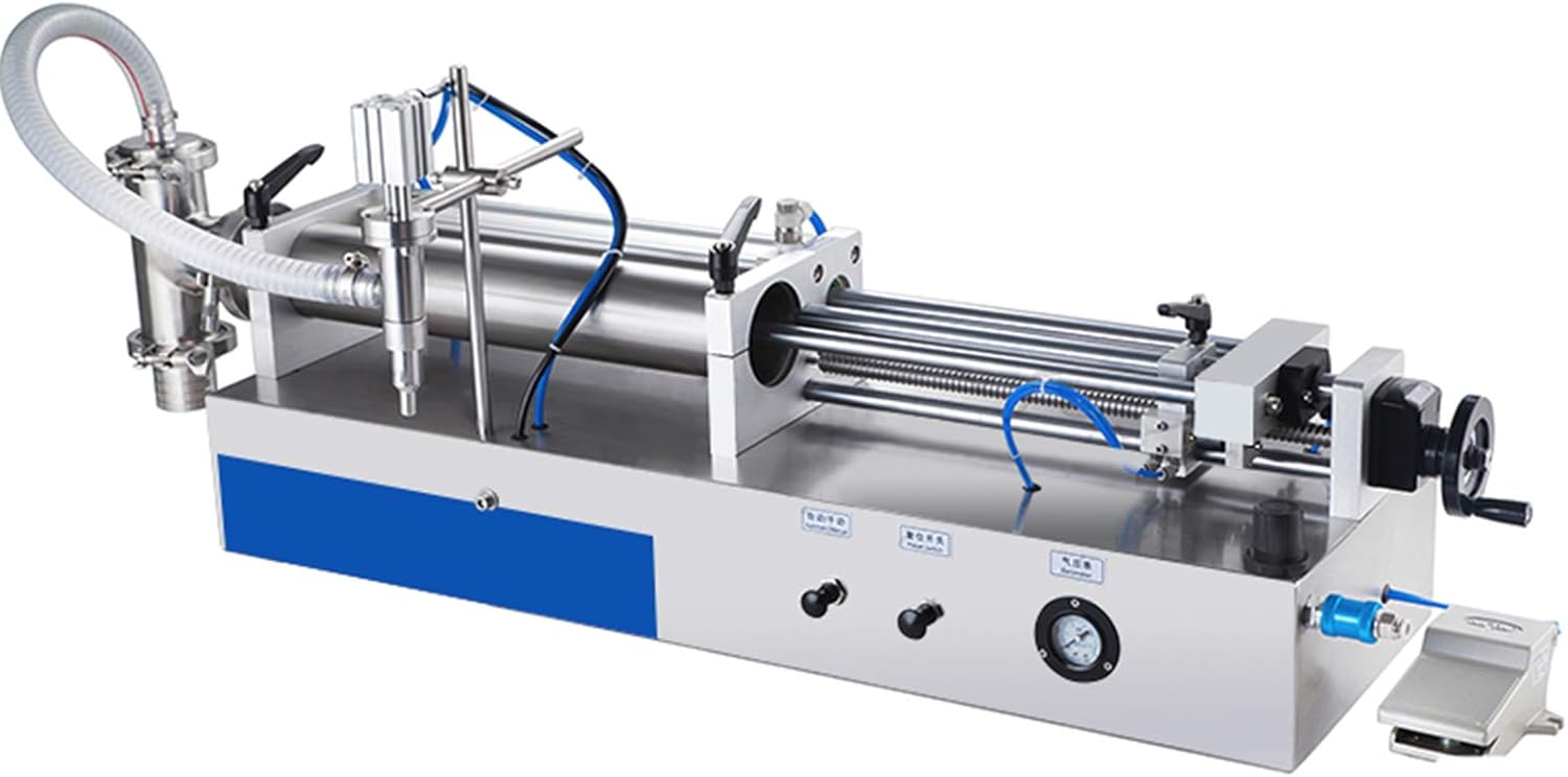 Hanchen Pneumatic Liquid Filling Machine Fully Pneumatic Liquid Dispenser Horizontal Piston Filler for Engine Oil, Honey, Laundry Detergent, Shampoo, Shower Gel (250-2500ml (8.45-84.5 oz))