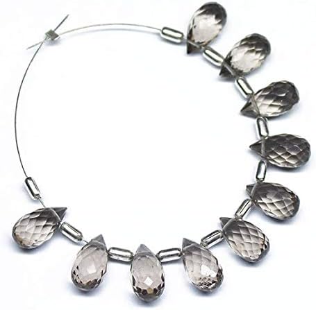 1 Strand smocky Quartz Tear Drop Faceted 8'' Long Strand Gemstone Beads, Jewelry Supplies for Jewelry Making, Bulk Beads, for Meditation Jewellery for Reiki Healing Mystic Gemstone Size 5mm to 10mm