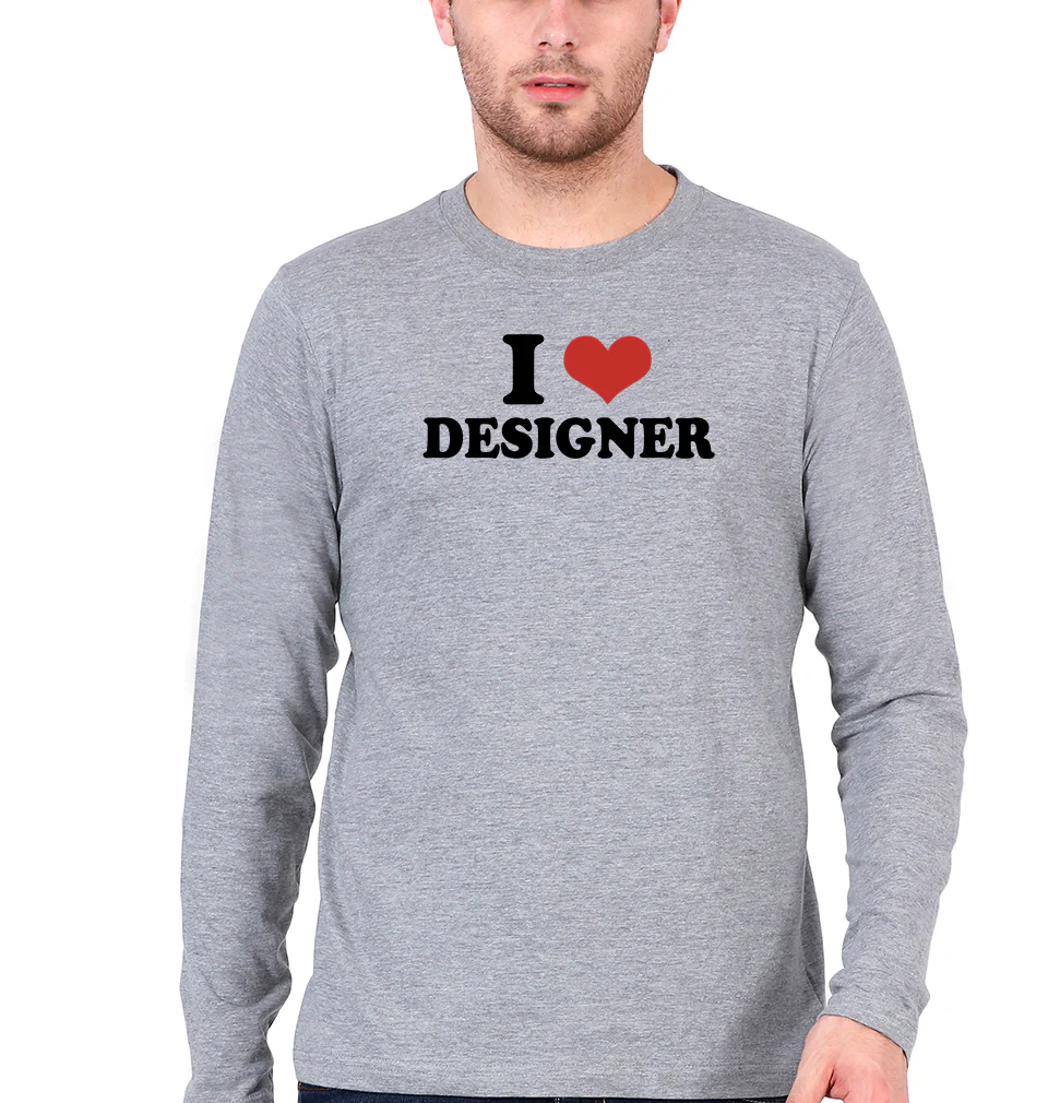 I LOVE DESIGNER Full Sleeves T-Shirt for Men