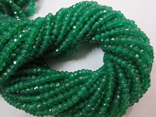 100 String Lot Natural Green Onyx Micro Rondelle Beads Facited 3.50 mm 14