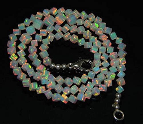 Natural Ethiopian Opal Qube Box Beads Strand AAA+ Quality Size 4-5 mm Loose Semiprecious Gemstone Beads 18'' Code-HIGH-46903