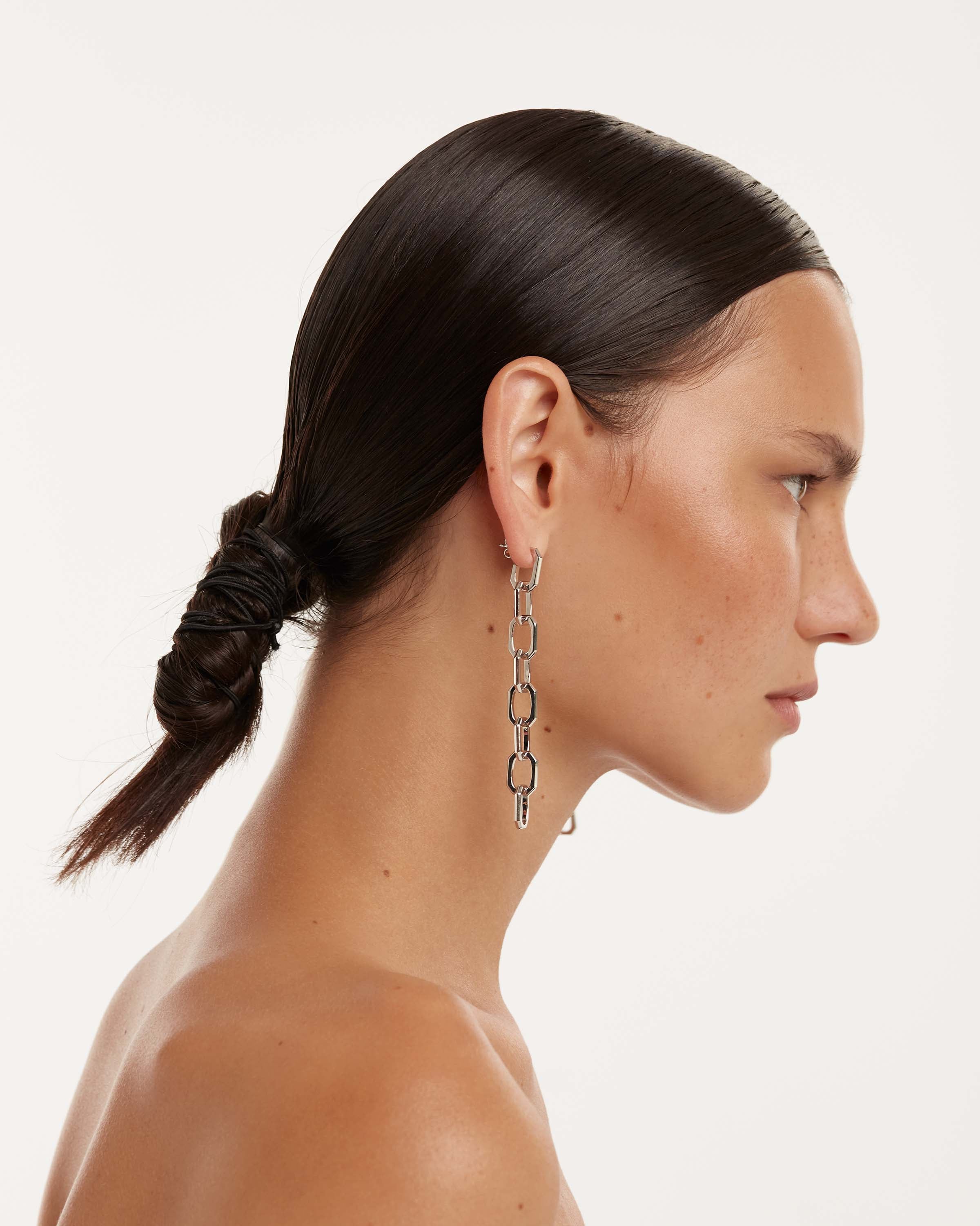 Endless Signature Chain Silver Earrings