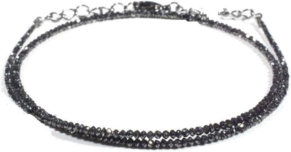 Natural Black Diamond Faceted Rondelle Beads 1.50-2.50 MM Black Diamond Faceted Rondelle Beaded Necklace Sparkle Diamond Choker NECKLACE