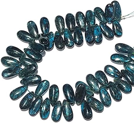 8 inch Strand of Natural Blue Moss Kyanite 15 mm Pear Smooth briolette Beads for DIY Jewelry Making. |BRIO_01081