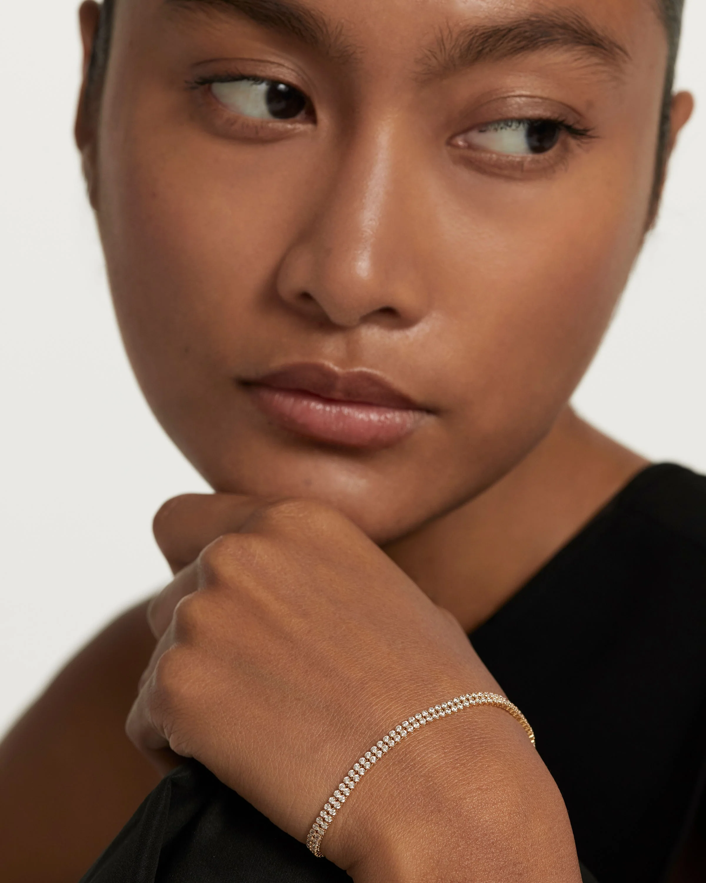 Diamonds and Gold Double Tennis Bracelet