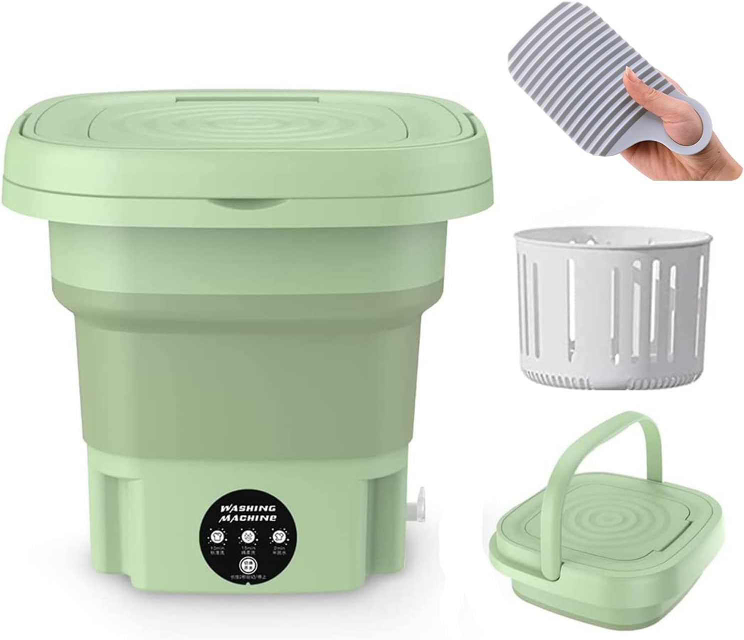 Portable Washer and Dryer Foldable Mini Washing Machine for Small Clothes, Underwear for Home, Business, Travel, College Room, RV, Apartment (Vert)