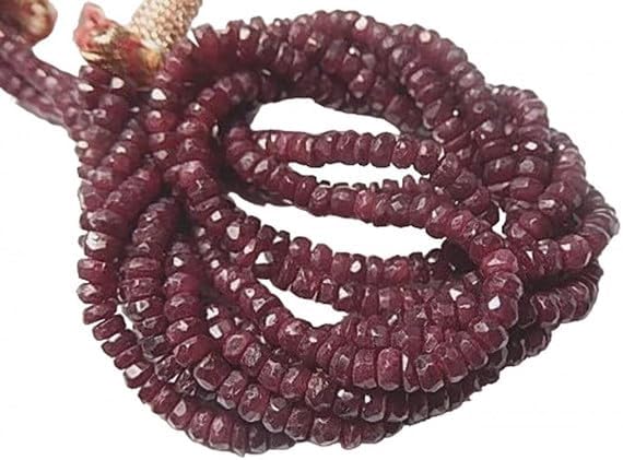 Ruby Gemstone Bead, Faceted Rondelle, Precious 3.5-4mm 14