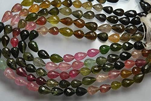 14 Inches Strand, Super Finest Bigger Size, Natural Multi Tourmaline Faceted Straight Drill Tear Drops, Size 12-9mm Code-HIGH-52341