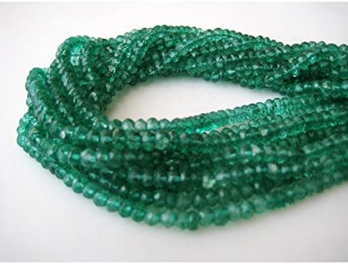 5 Strands Wholesale, Coated Quartz Bead, Green Onyx Color, Micro Faceted Rondelle Beads, 4mm Beads, 14 Inches Each