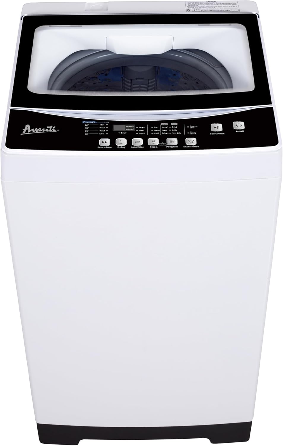 Avanti STW16D0W Portable Washing Machine 1.7 Cu. Ft. Capacity, Top Loading with Hot and Cold Water Inlets, 6 Cycles, Compact for Apartments Dorms and RVs, White