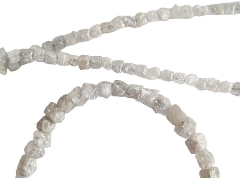 White Diamond Box Beads, 1-2 mm Rough Natural Raw Conflict Free Diamond For Jewelry (4 IN To 16 IN) - APPD1