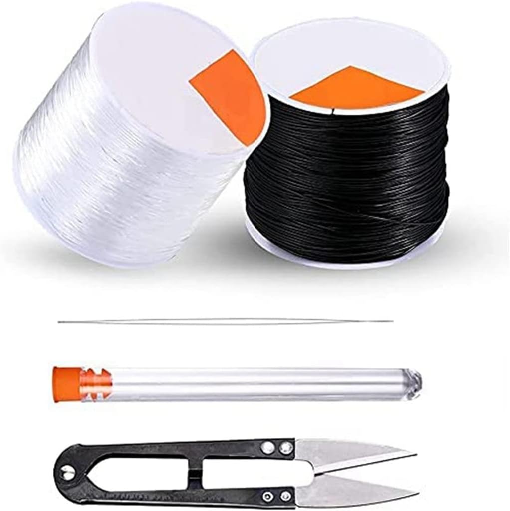 Elastic Beads Cord Stretchy Strings - Round Clear Stretch String Kit Black Beading Cords for Craft Jewelry Making (Color : A Size : One Size)