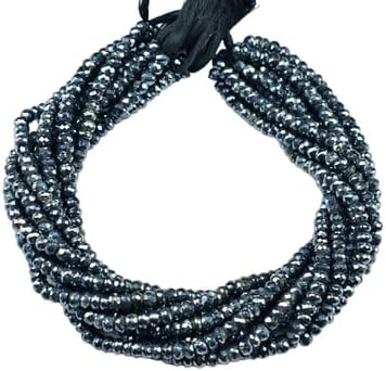 Black Spinal Silver Coated Rondelle Faceted Gemstone Beads 13 Inch 5 Strand 6mm CHIK-STRD-85581