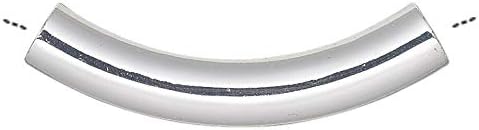 100 Silver Plated Brass 30x5mm Curved Tube Noodle Beads