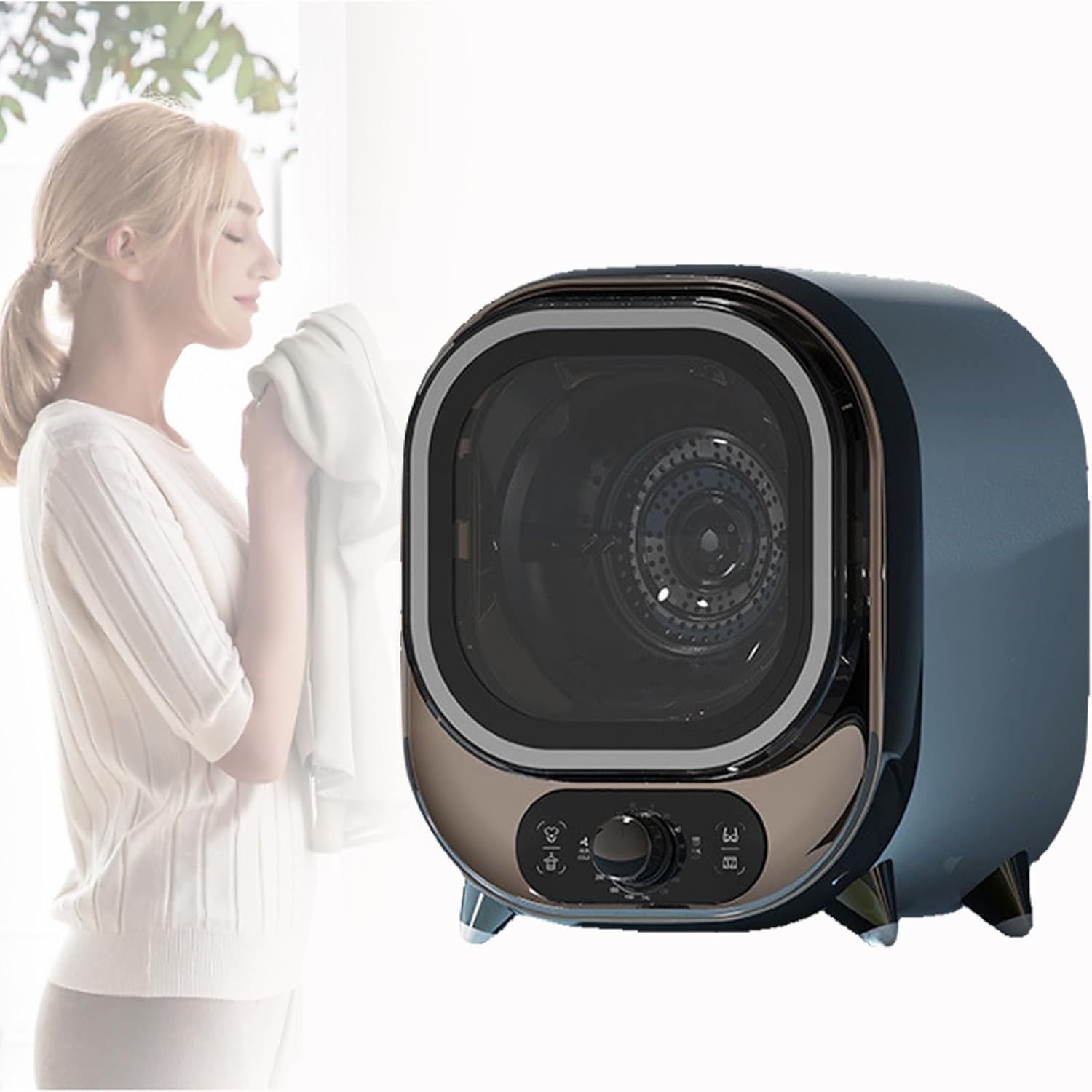 Small Vented Tumble Dryer, Portable Condenser Tumble Dryer, 0.8kg Capacity, for Counter Top or Wall Mounted Use, Compact, Mini Spin Dryer,Brown (Brown)