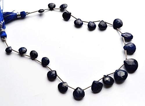 1 strand natural 9.5 inches natural,super rare blue sapphire faceted heart shape beads briolettes 5 to 11 mm