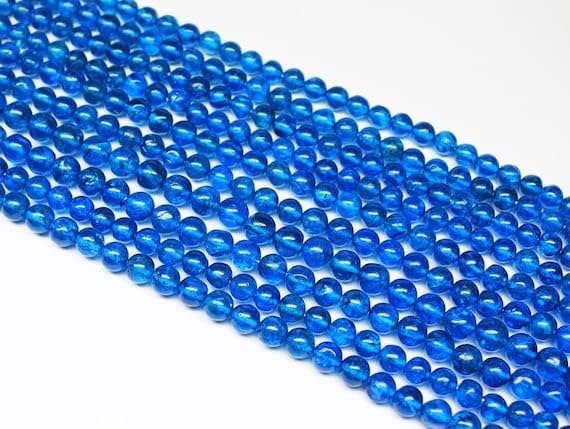 Beads Gemstone Coated Neon Blue Apatite Smooth Round Ball Gemstone Loose Craft Beads Strand 13 Inch Long 5mm Code-HIGH-28205