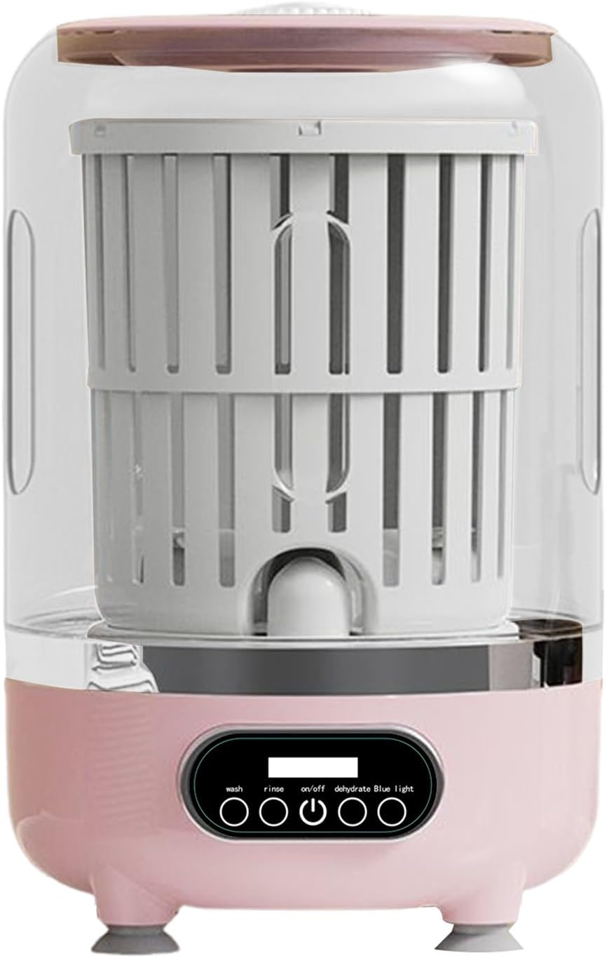 Washing Machine - 3000mAh Mini Cordless Laundry Washer With Spin Basket | Rechargeable Underwear Cleaner | Portable Compact Travel Appliance, 3L Dehydration Device For Socks Bras Baby Clothes