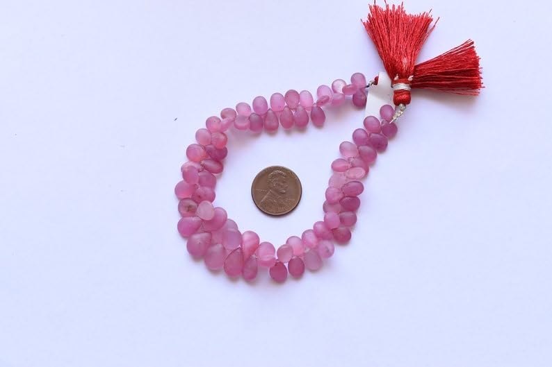 8 inch Strand of Natural Glass Filled Ruby 8x5.7x4-11.5x8x4.5mm pear Smooth briolette Beads for DIY Jewelry Making. |BRIO_03352