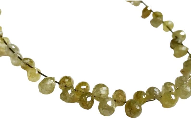 2x2.5mm-2x3mm Yellow Diamond Faceted Briolette Beads, Natural Sparkling Rough Diamond Tear Drops, Diamond Drops For Jewelry (2Pcs To 10Pcs), 2x2.5 MM-2x3 MM