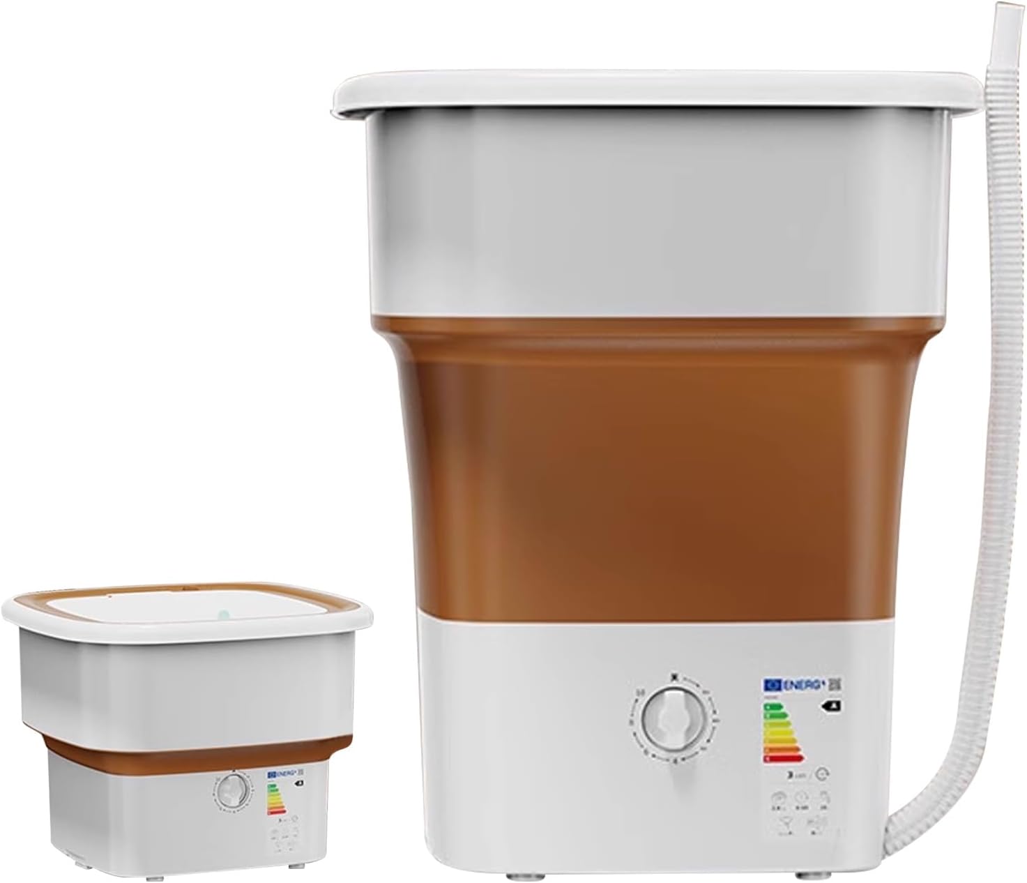 Small Washing Machine Portable Washing Machines Large Capacity Portable Washable bed Sheets for Home use Small Washing Machine for Socks and Underwear for Dormitory use(Brown)