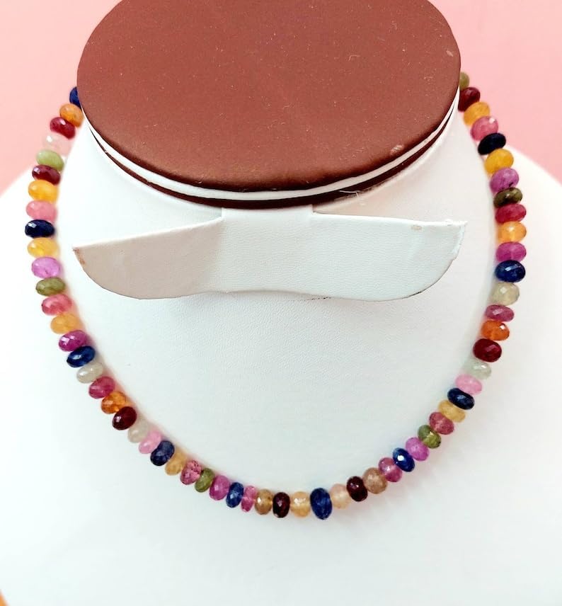 Natural Ruby, Sapphire Rondelle Faceted Beads 8x10 16 inch Long String Jewelry Making Gemstone Beads for Necklace Bracelet