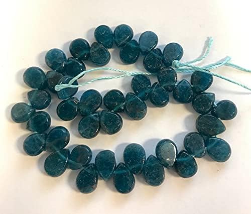 8 inch Strand of Natural Apatite 7x5x3mm pear Smooth briolette Beads for DIY Jewelry Making. |BRIO_00508