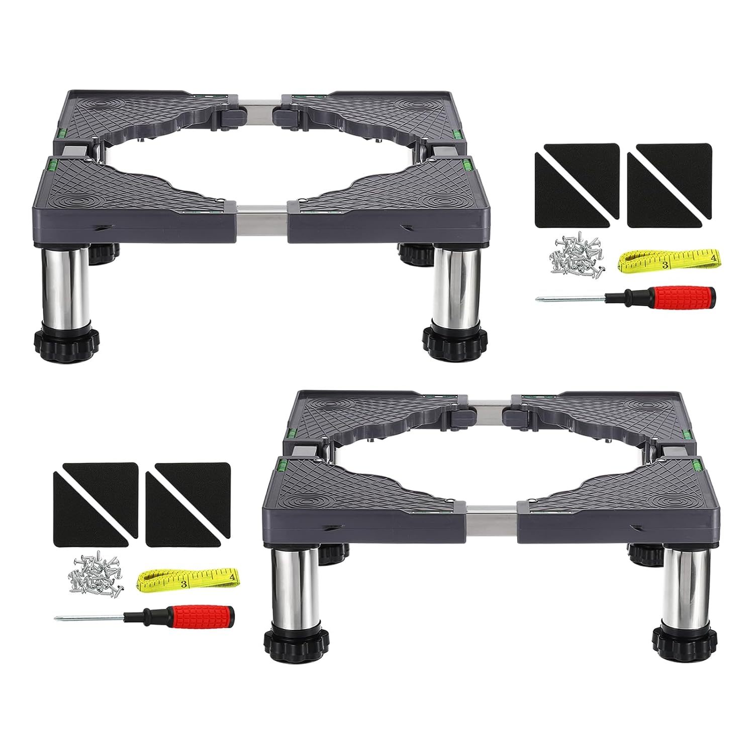 PATIKIL Mini Fridge Stand, 4 Strong Feet Laundry Stand Base Multi-Functional Adjustable Base Tray Anti-Vibration for Refrigerator Washing Machine Dryer AC, 5.5