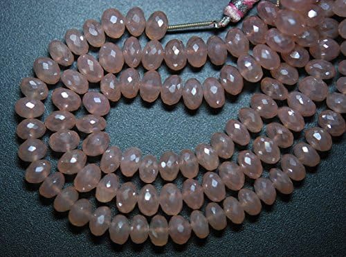13 inch Natural Beads Strand of 8-9mm Faceted rondelle Pink Chalcedony Gemstone Beads for DIY Jewelry - Necklace, Bracelet, Earring, Ring.