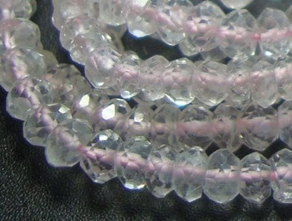 3-3.5mm, Full 14 Inch Strand, Rose Quartz Micro Faceted Rondelles