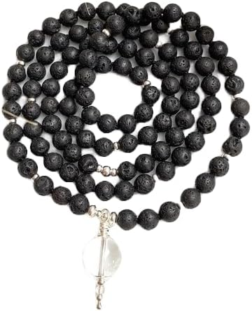 lava Stone Mala Beads, 108 Mala Necklace, Knotted Mala, WWG Necklace, Yoga Jewelry Meditation Beads Spiritual Jewelry Boho Jewelry, 34inch, Gemstone, 34inch, Gemstone