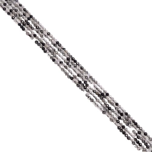2.5 m Natural Black Rutile Quartz Faceted Round Rondelle Beads 33cm 10 Strand CHIK-STRD-86441