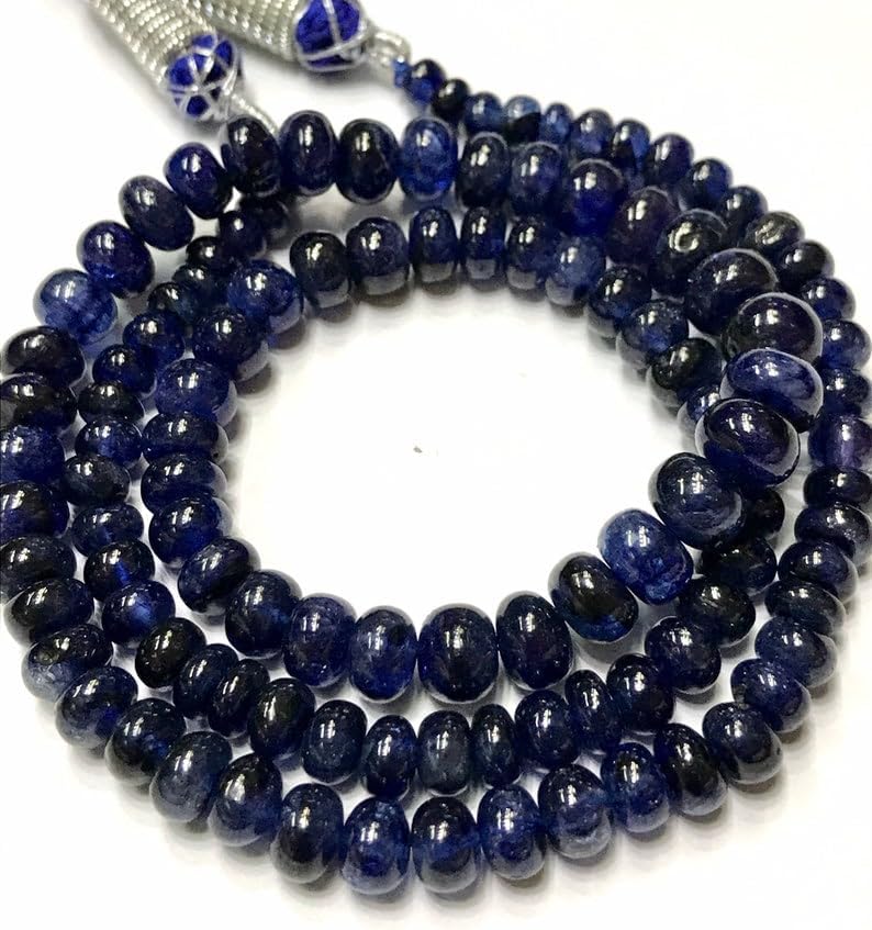 Natural Sapphire rondelle Smooth Beads 6X8 18 inch Long String Jewelry Making Gemstone Beads for Necklace Bracelet