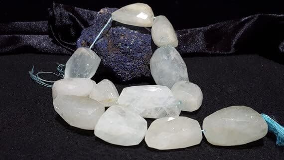Aquamarine Gemstone Large Chunky Faceted Free Form Nugget Beads 15 in. Strand 28.9mm x 23.6mm x 16.8mm to 42.3mm x 21.6mm x 12.9mm
