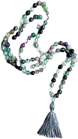 Natural Multicolor Fluorite 8mm 108 Mala Beads, Spiritual, Meditation Beads, Reiki, Japa Mala, Buddhist Prayer Beads, Yoga Bracelet, healing beads LKMALA-RRGU-539