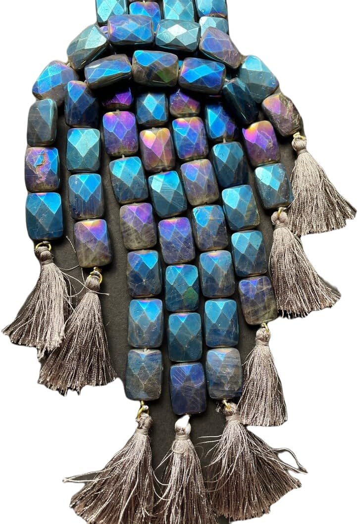 13 inch Strand of Natural gem Mystic Labradorite, 18x25mm Rectangle Faceted Beads for DIY Jewelry Making. | Beads_05766