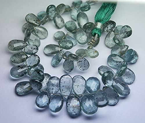 8 inch Strand of Natural Aquamarine 6.5-10mm pear Faceted briolette Beads for DIY Jewelry Making. |BRIO_00660