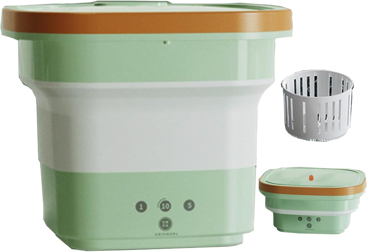 4.5l Portable Washing Machine, Mini Washing Machine Foldable, Small Washer Machine Mini, with Drain Basket for Apartment, Laundry, Camping, Rv, Travel, Underwear, Personal, Baby ( Color : Green )
