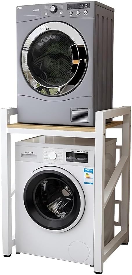 Washer Dryer Stand Stacking Kits, Height Adjustable Dryer Stand Kit, Over Washer Storage Rack Unit for Front Loader Washing Machines, Load Capacity 300kg, for Balcony Laundry Room