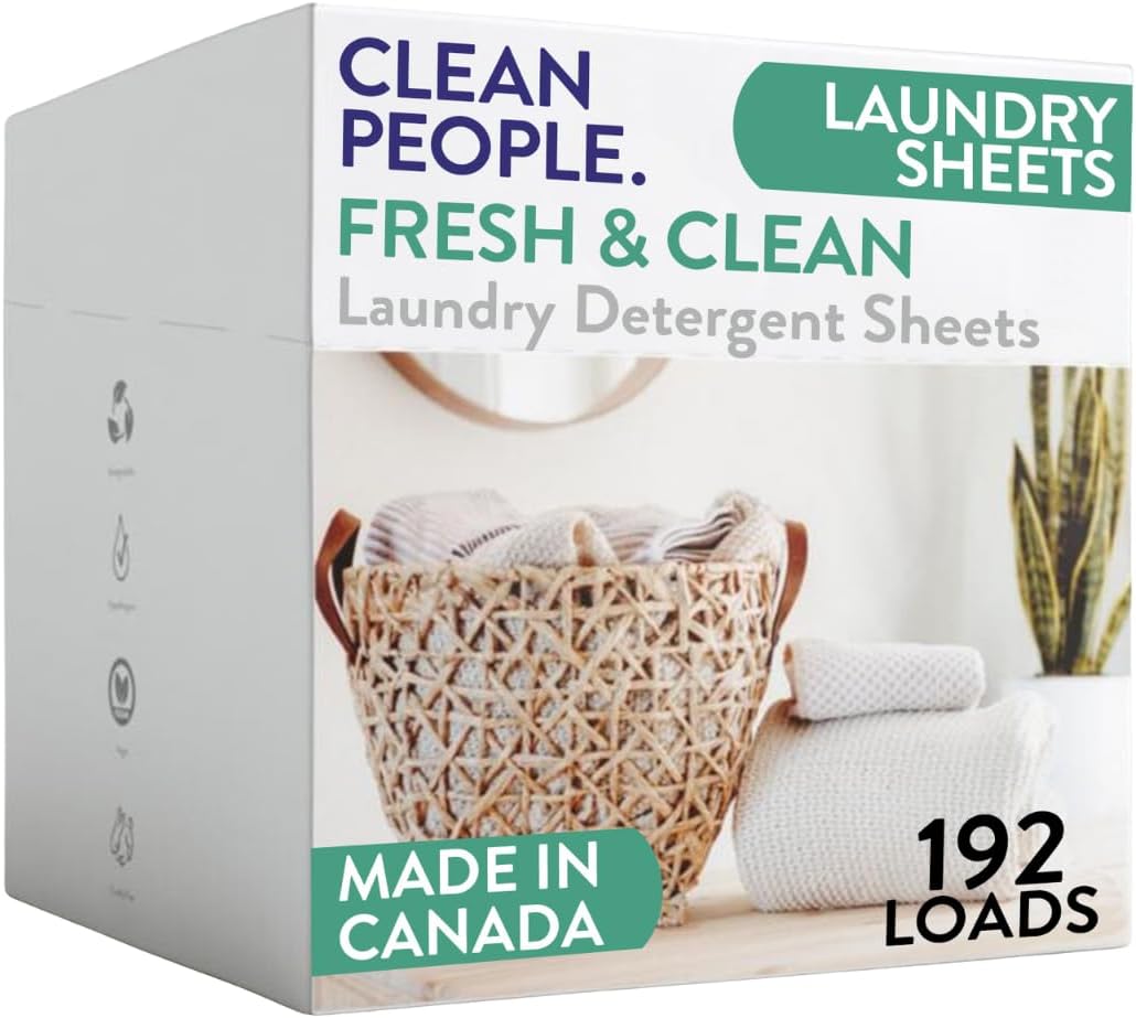 The Clean People Laundry Detergent Sheets - Laundry Soap - Ultra Concentrated, Recyclable Packaging, Stain Fighting - Fresh Scent, 192 Pack