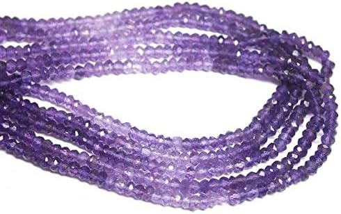Natural Purple Amethyst Faceted Rondelle Micro Gemstone Craft Loose Beads Strand 14 Inch Long 4mm Code-HIGH-890