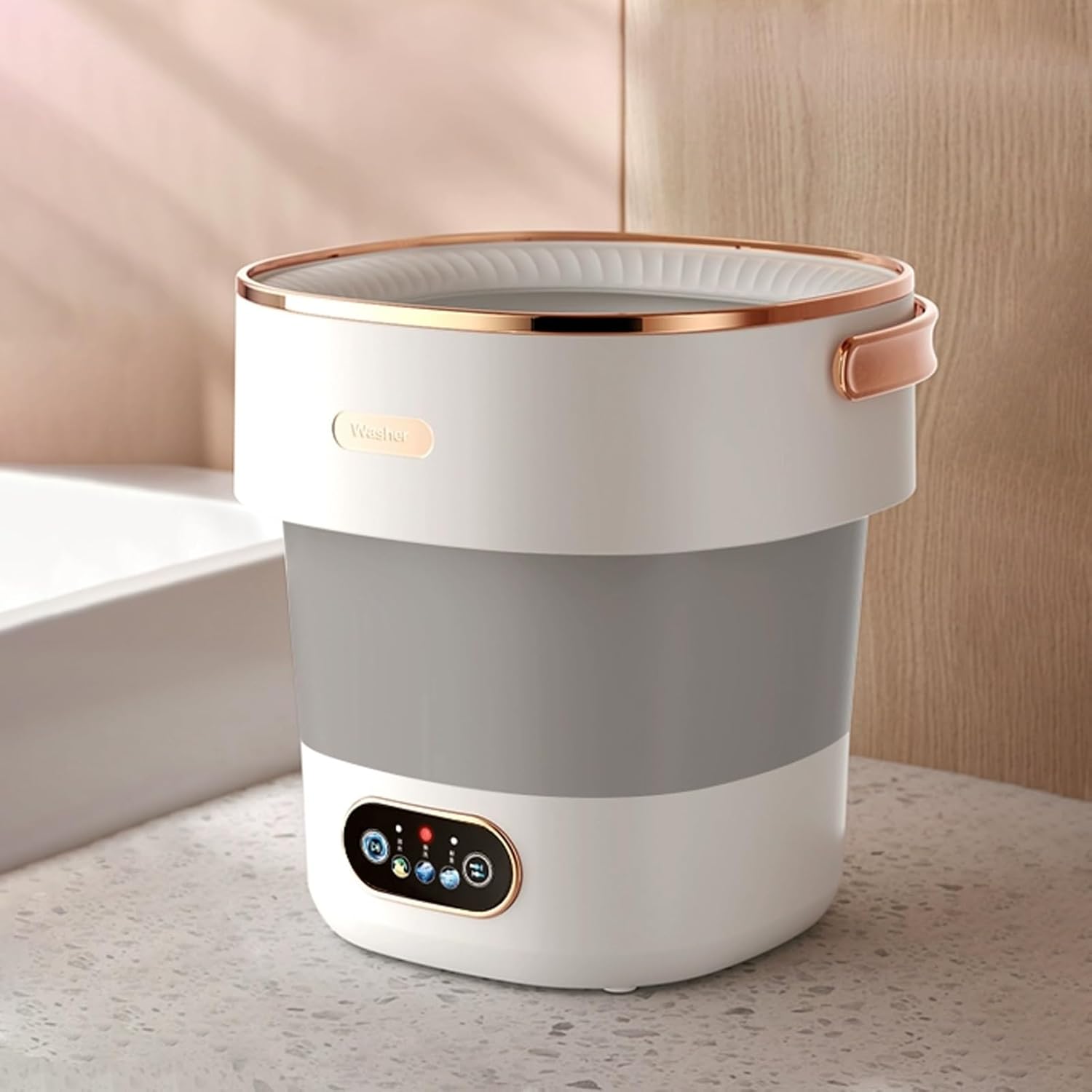 Mini Portable Washing Machine, Foldable Washer and Dryer, Upgraded Small Collapsible Washing Machine, Deep Cleaning Of Underwear,Baby Clothes,or Small Items, for Apartment,Camping,Travel(Gray)