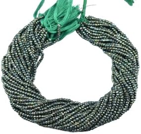 3mm Black Spinal Green Coated Rondelle Faceted Gemstone Beads 13 Inch 25 Strand CHIK-STRD-86773