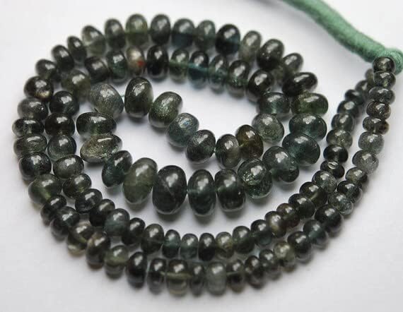 15 Inch Strand,Moss Aquamarine Smooth Polished Rondells, Size 4-8mm