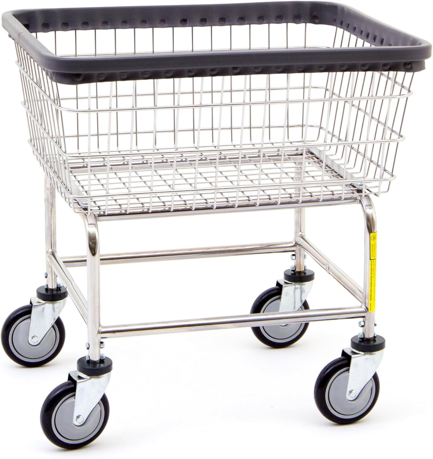 R&B Wire® 100E Heavy Duty Wire Laundry Cart | 2.5 Bushel | Steel Frame with Chrome Finish | Commercial Laundry Basket | Industrial Bumper | 5