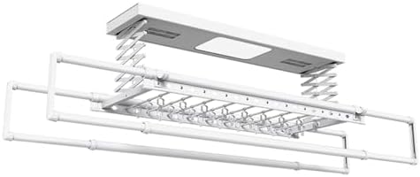 Ceiling Clothes Dryer Aluminium and Steel Electric Clothes Dryer with Remote Control,Electric Towel Drying Rack 120cm, Retractable Indoor Clothes Drying Rack, Ceiling-Mounted, 35kg Load Capa