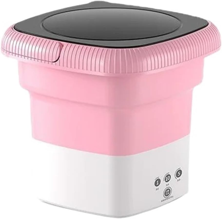 Compact Laundry. Mini Washing Machine Folding Small Household Portable Dormitory Underwear And Socks Removing All-in-one .Portable(Pink)