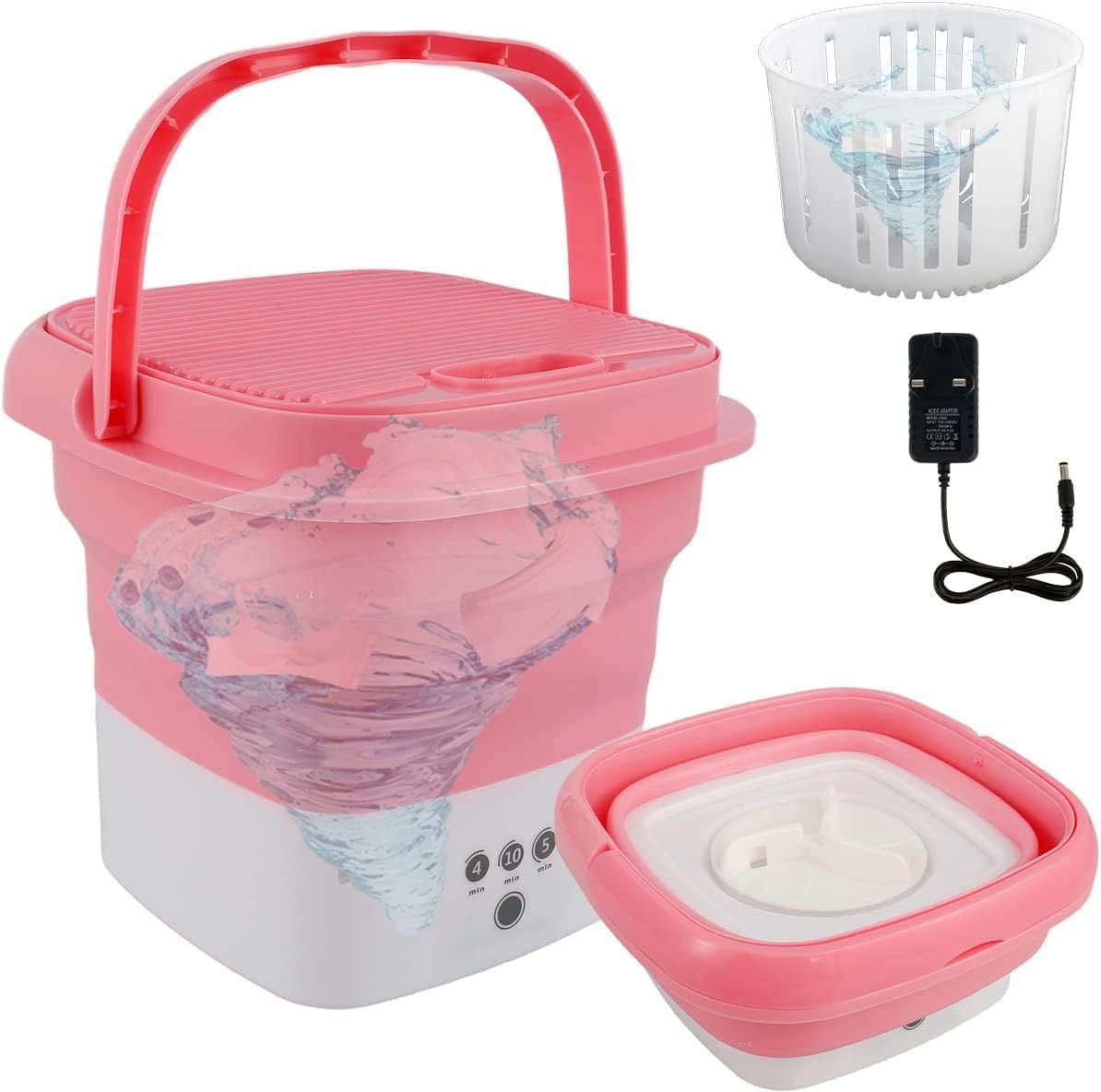 Portable Washing Machines,Small Washing Machine,Mini Washing Machine with Drain Basket Foldable Reusable Ultrasonic Washing Machine Portable Small Timer Laundry for Home Travel (2)
